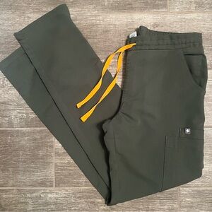 Figs Moss Yola Scrub Pants with Orange Drawstring
